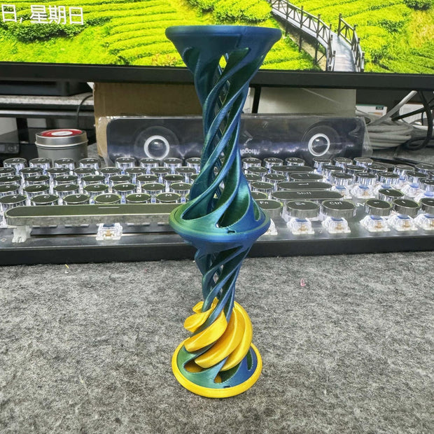 3D Printed Spiral Eject Stereo Toy – Stress Relief Gadget(Green, purple, white, black four-in-one)