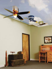 Aircraft-Themed Ceiling Fan 48-inch 3-Blade Solid Wood