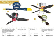 Aircraft-Themed Ceiling Fan 48-inch 3-Blade Solid Wood