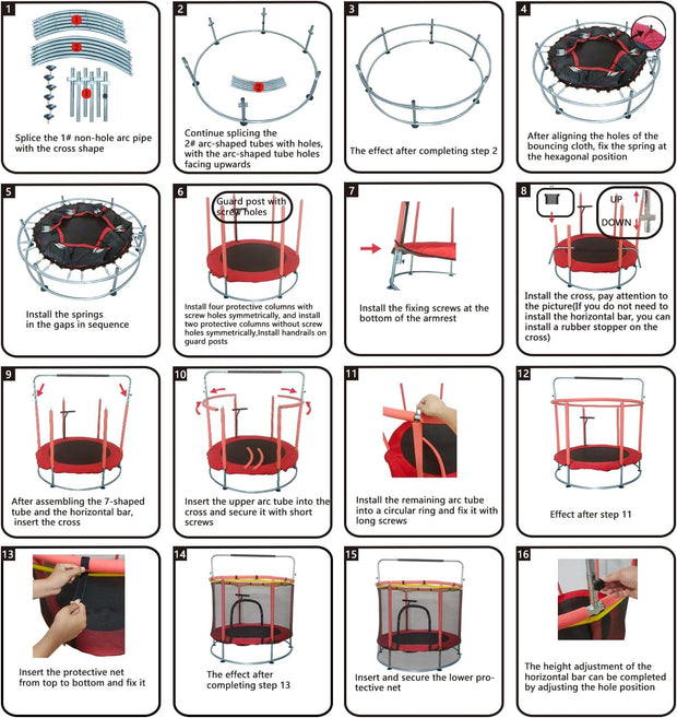 🌟 Kids Trampoline with T-Bar | Rust-Proof & Quiet · 440LBS Capacity · 5 Fun Toys