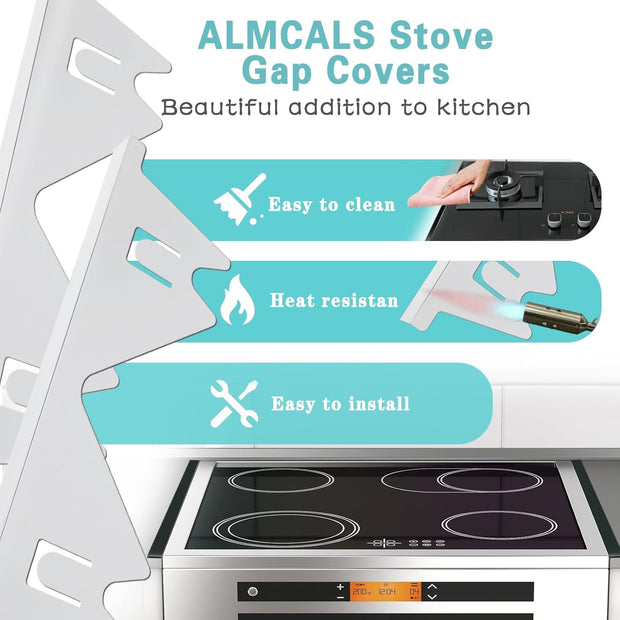 Stove Gap Cover – 2 Pack Stainless Steel Filler Guards | Adjustable Length 13.8"–27.5"