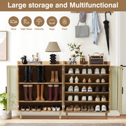 Rattan Shoe Cabinet | 5 Adjustable Shelves · Breathable Design · 200LBS Capacity