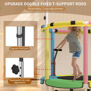 🌟 Kids Trampoline with T-Bar | Rust-Proof & Quiet · 440LBS Capacity · 5 Fun Toys