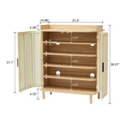 Rattan Shoe Cabinet | 5 Adjustable Shelves · Breathable Design · 200LBS Capacity