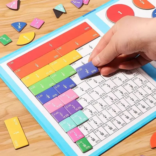 Montessori Wooden Fraction Math Toy – Magnetic Arithmetic Learning Book for Kids