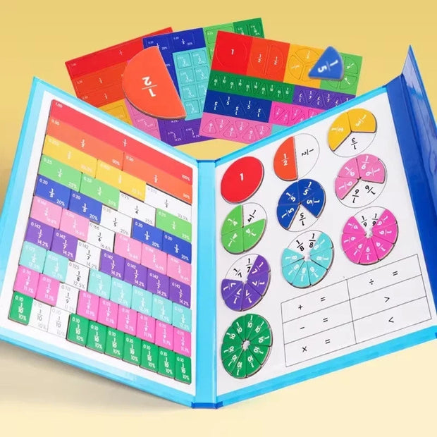 Montessori Wooden Fraction Math Toy – Magnetic Arithmetic Learning Book for Kids